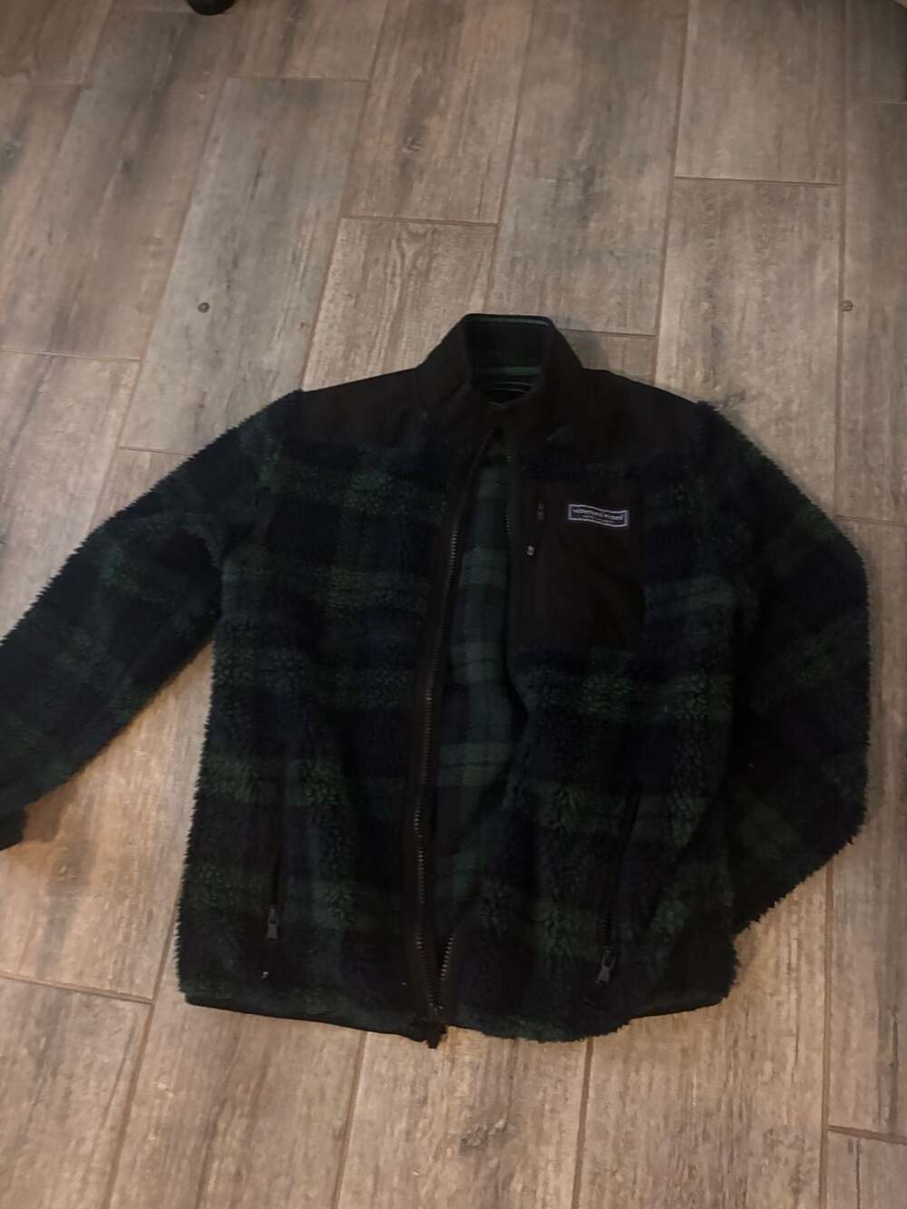 vineyard vines Sherpa Full-Zip Jacket Size L Blackwatch Plaid